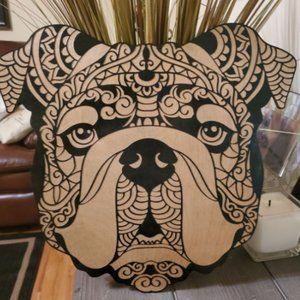 Laser Engraved Wooden Handmade English Bulldog Wall / Home Decor